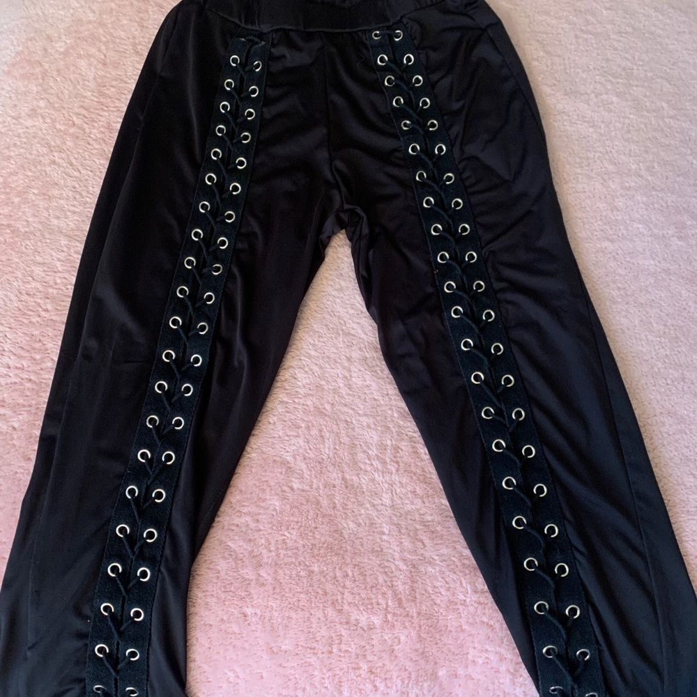 Black lace up leggings